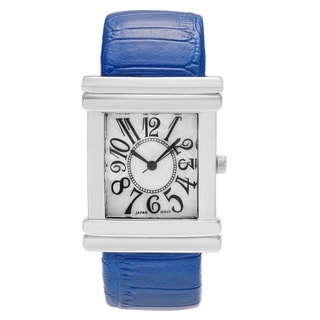 Geneva Women's Platinum Croc Skin Stamped Antique Watch