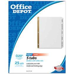 Office Depot 5 tab Index Dividers with White Labels