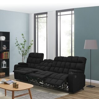Oliver & James Saskia Black Microfiber Storage Reclining Sofa