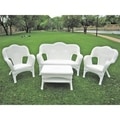 Four-piece PVC Wicker/ Steel Outdoor Settee Group