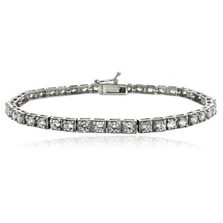 Icz Stonez Sterling Silver/Gold Over Silver CZ Tennis Bracelet