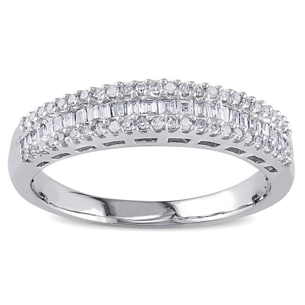 14k White Gold 1 3ct Tdw Baguette And Round Cut Diamond Anniversary