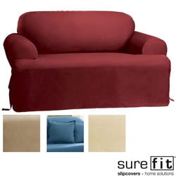 Sure Fit Cotton Classic T-cushion Loveseat Slipcover-Image