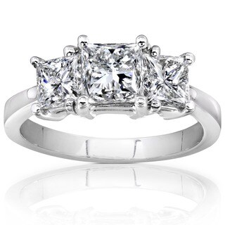 Annello 14k White Gold 2ct TDW Diamond 3-stone Ring (H-I, I1-I2)