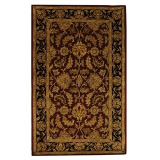 Handmade Heritage Kashan Burgundy/ Black Wool Rug (3' x 5')