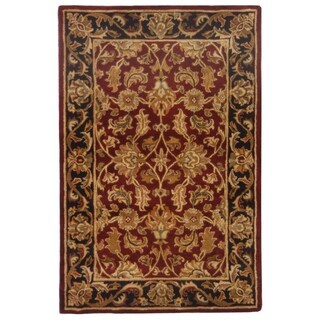 Handmade Heritage Kashan Burgundy/ Black Wool Rug (4' x 6')