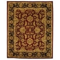 Handmade Heritage Kashan Burgundy/ Black Wool Rug (7'6 x 9'6)