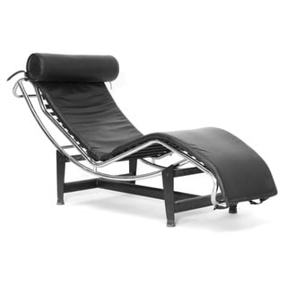 Adjustable Black Leather Chaise Lounge