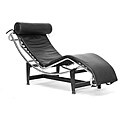 Adjustable Black Leather Chaise Lounge