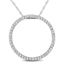 Miadora 10k White Gold 1/4ct TDW Diamond Circle Necklace (I-J, I2-I3)