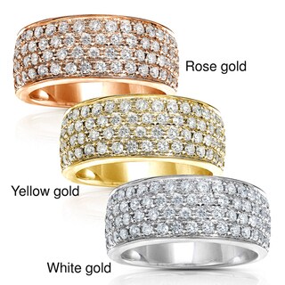 14k Gold 1ct TDW Diamond Pave Band with Satin and Velvet Gift Box