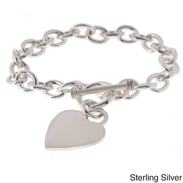 Sterling Essentials Heavy Silver 7.5-inch Heart Toggle Bracelet