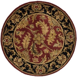 Handmade Heritage Kashan Burgundy/ Black Wool Rug (3'6 Round)