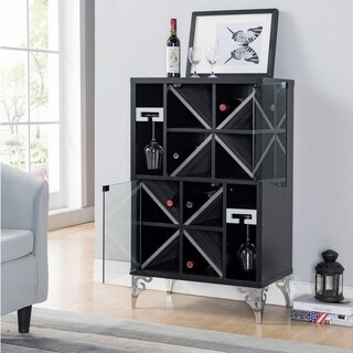 Furniture of America Kasso Modern Black 2-door Wine Cabinet