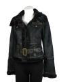 Basic Line Women's Plus Size Black Faux Shearling Belted Jacket