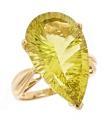 14k Yellow Gold Lemon Quartz Teardrop Ring (Size 7)