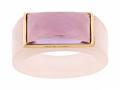 14k Yellow Gold Bezel-set Amethyst and Rose Quartz Ring