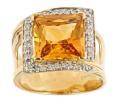 Dyach 14k Yellow Gold Citrine and 1/5ct TDW Diamond Ring (Size 6)