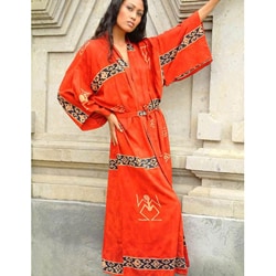 Women's Sunset Red Batik Robe (Indonesia)-Image