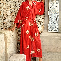 Women's Red Passion Batik Robe (Indonesia)-Image