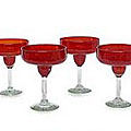 Set of 4 Scarlet Freeze Margarita Glasses (Mexico)