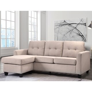 Furniture of America Watkins Tufted Linen Fabric Sectional