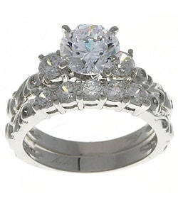 sterling silver cz wedding ring set
