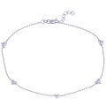 Sterling Essentials Sterling Silver 9-inch Five Heart Station Anklet