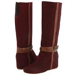 8020 Charlie Belted Military Hidden Wedge Boot Wine Nubuck Leather