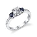 14k Gold 7/8ct TDW Diamond and Sapphire Ring (I, I1)