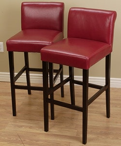 Cheap Cosmopolitan Burnt Red Leather Counter Stools (Set of 2)