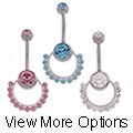 Jewelry Trends Stainless Steel Ring Of Jewels Barbell Belly Ring
