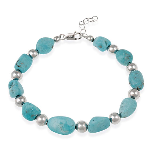 Glitzy Rocks Sterling Silver Turquoise Nugget Bracelet