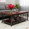 Scrolled Metal and Wood Coffee Table