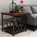 Scrolled Metal and Wood End Table