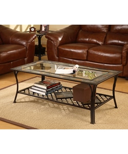 Slate/Glass/Steel Coffee Table