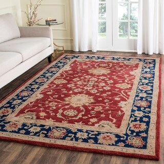 Handmade Oushak Traditional Red Wool Rug (6' x 9')