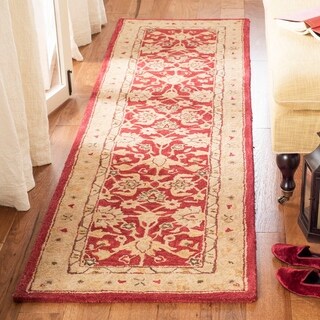 Handmade Mahal Ancestry Red/ Ivory Wool Runner (2'3 x 12')