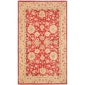 Handmade Traditional Mahal Ancestry Red/ Ivory Wool Rug (5' x 8')