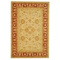 Handmade Ancestry Ivory/ Red Wool Rug (6' x 9')