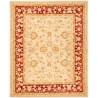 Hot Deal Handmade Ancestry Ivory/ Red Wool Rug (9' x 12')