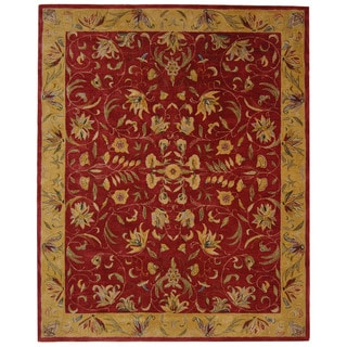 Sale Price Handmade Hereditary Burgundy/ Gold Wool Rug (9' x 12')