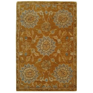 Handmade Medallions Gold Wool Rug (2' x 3')