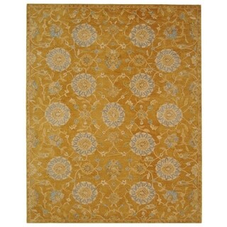 Handmade Medallions Gold Wool Rug (6' x 9')