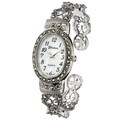 Geneva Platinum Marcasite Oval Face Women's Watch