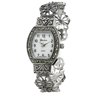 Geneva Platinum Convex Marcasite Women's Watch
