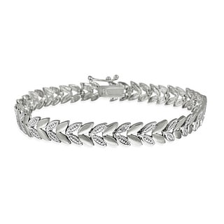 DB Designs Sterling Silver Diamond Accent Leaf Bracelet