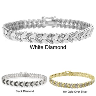 DB Designs Sterling Silver Diamond Accent Leaf Bracelet