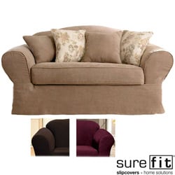 Sure Fit Suede Supreme Washable Loveseat Slipcover-Image