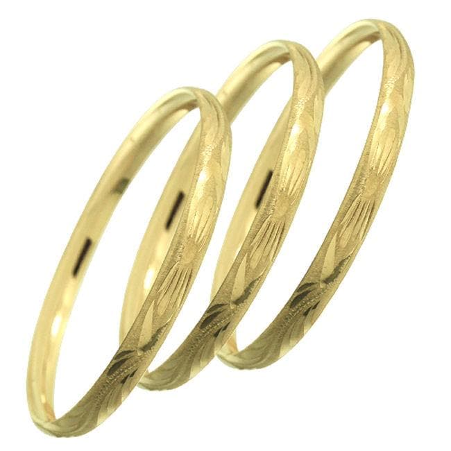 14k Goldfill Engraved Bangle Bracelet Set (Mexico) 10808077